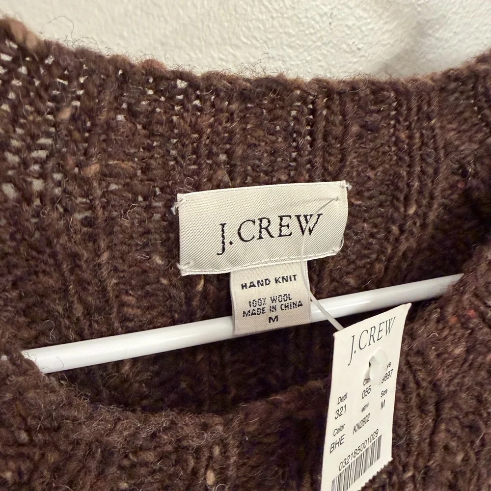 J.Crew men's medium vintage 100:/: wool brown pattern crew sweater nwt